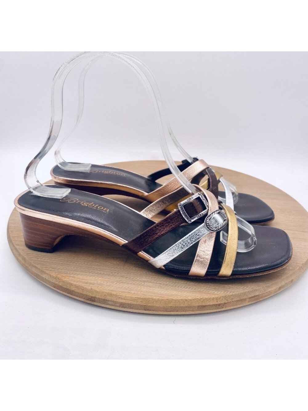 Brighton Sandals Womens 8.5 N Brown Leather Angie Kitten Heels Italy